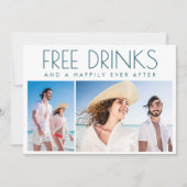 Gratis Drinken 2 foto strand bruiloft Save The Date (Voorkant)