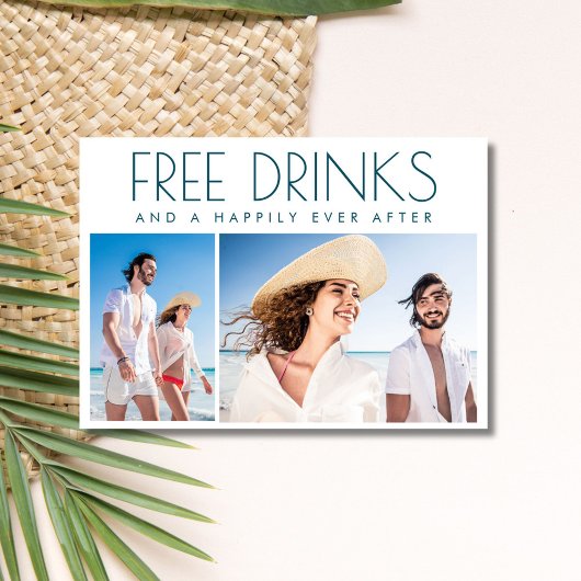 Gratis Drinken 2 foto strand bruiloft Save The Date