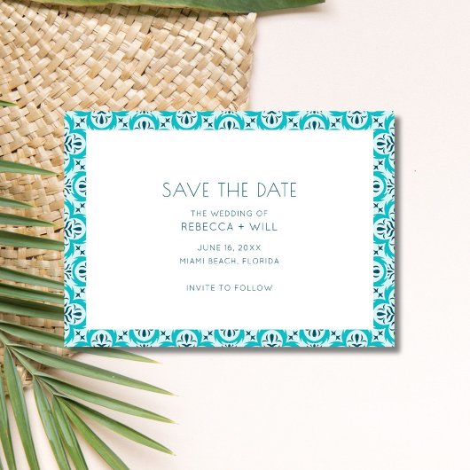 Gratis Drinken 2 foto strand bruiloft Save The Date