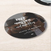 Gratis drinken aangepaste foto bruiloft opslaan va ronde kartonnen onderzetter (Gebogen)