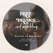 Gratis drinken aangepaste foto bruiloft opslaan va ronde kartonnen onderzetter (Voorkant)