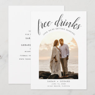 Gratis Drinken Aansluiting voor foto's Beach Weddi Save The Date