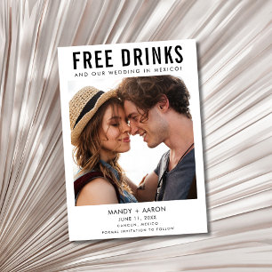 Gratis Drinken Bestemming Trouwfoto Save The Date