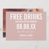 Gratis Drinken Blush roze foto Weddenschap Save th Save The Date (Voorkant / Achterkant)