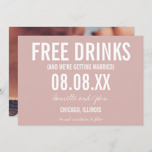 Gratis Drinken Blush roze foto Weddenschap Save th Save The Date