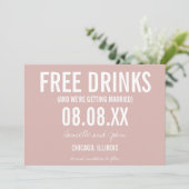 Gratis Drinken Blush roze foto Weddenschap Save th The Date (Staand voorkant)