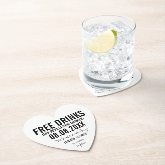 Gratis Drinken Bruiloft Unique Funny Save the Date Kartonnen Onderzetters (Insitu)