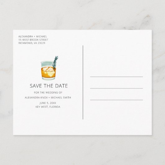 Gratis Drinken Budget Bruiloft Save the Date Aankondigingskaart (Achterkant)