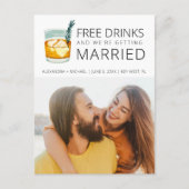 Gratis Drinken Budget Bruiloft Save the Date Aankondigingskaart (Voorkant)