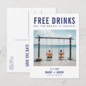 Gratis Drinken Cancun Mexico Save the Date Aankondigingskaart (Voorkant / Achterkant)