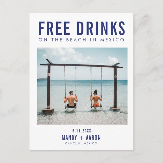 Gratis Drinken Cancun Mexico Save the Date Aankondigingskaart (Voorkant)