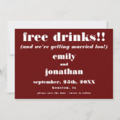 Gratis Drinken Casual Bourgogne bruiloft sparen de Save The Date (Voorkant)