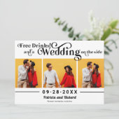 Gratis Drinken Casual bruiloft Bewaar de datum 3 F Kaart (Staand voorkant)