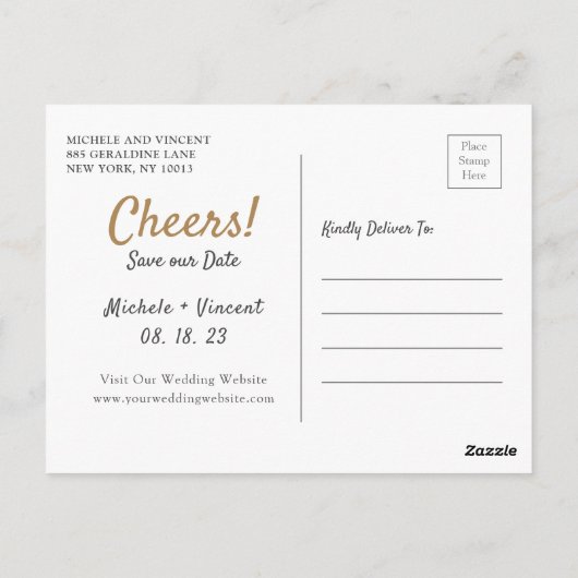 Gratis Drinken! Casual sparen de Datum met Foto Briefkaart (Achterkant)