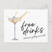 Gratis Drinken Champagne Glass Wedding Save the Da Aankondigingskaart (Voorkant)