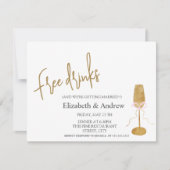 Gratis Drinken, chique champagneglas Kaart (Voorkant)