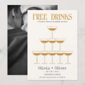 Gratis drinken cocktail foto bruiloft save the date (Voorkant / Achterkant)