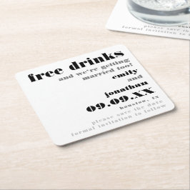Gratis Drinken die gehuwd worden om de datum op te Kartonnen Onderzetters