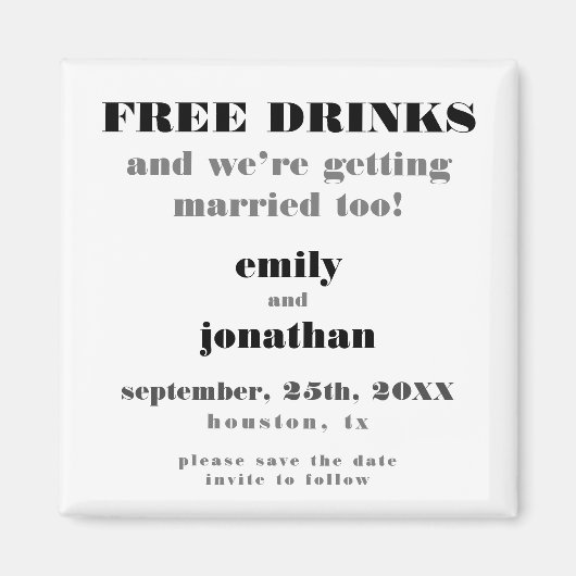 Gratis Drinken die met geld zijn gehuwd, besparen  Magneet (Voorkant)