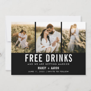 Gratis Drinken Drie Berichten met foto's opslaan D Save The Date