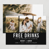 Gratis Drinken Drie Berichten met foto's opslaan D Save The Date (Voorkant / Achterkant)