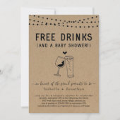 Gratis Drinken en een Baby shower paren Genderneut Kaart (Voorkant)
