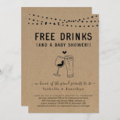 Gratis Drinken en een Baby shower paren Genderneut Kaart (Voorkant / Achterkant)
