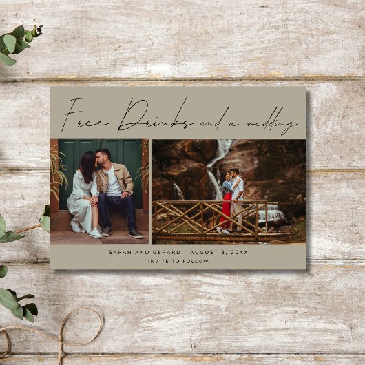 Gratis Drinken en een trouwfoto Save the Date