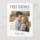 Gratis Drinken en een Wedding Funny Save the Date Aankondigingskaart (Voorkant)