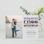 Gratis Drinken Foto Beach Wedding Save The Date (Staand voorkant)