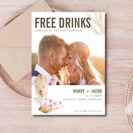 Gratis Drinken Foto Boho Wedding Save the Date