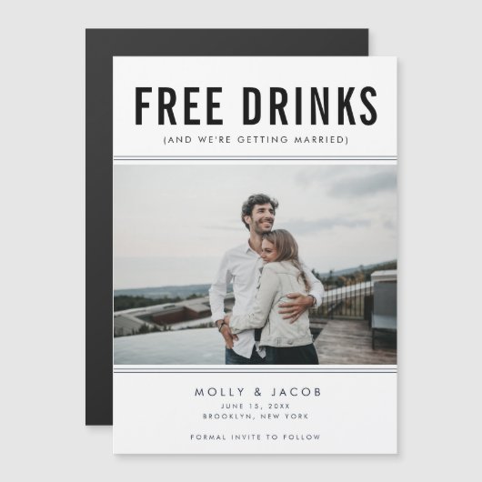 Gratis Drinken Foto bruiloft opslaan Datum (Voorkant / Achterkant)