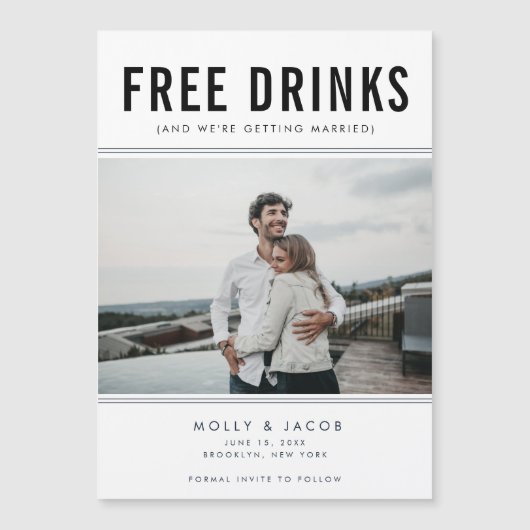 Gratis Drinken Foto bruiloft opslaan Datum (Voorkant)