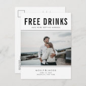 Gratis Drinken Foto bruiloft opslaan Datum Aankondigingskaart (Voorkant / Achterkant)