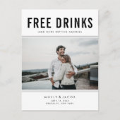 Gratis Drinken Foto bruiloft opslaan Datum Aankondigingskaart (Voorkant)