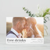 Gratis Drinken Foto bruiloft opslaan Datum Save The Date (Staand voorkant)