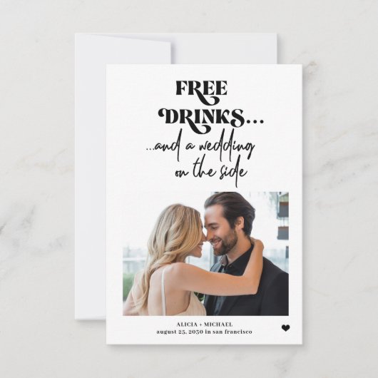 Gratis drinken foto bruiloft save the date (Voorkant)