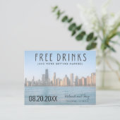 Gratis Drinken Foto Chicago Wedding Save the Date Aankondigingskaart (Staand voorkant)