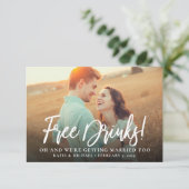 Gratis Drinken Foto Funny Save the Date Announding Kaart (Staand voorkant)