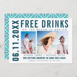 Gratis Drinken Foto Mexico Beach Wedding Aankondiging
