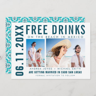 Gratis Drinken Foto Mexico Beach Wedding Aankondiging