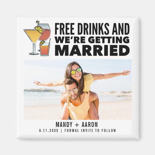 Gratis Drinken Foto Wedding Save the Date Magneet (Voorkant)