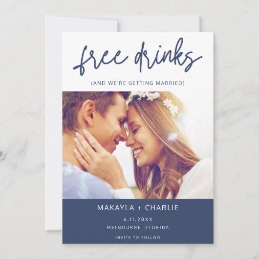 Gratis Drinken Fotobruiloft Save The Date (Voorkant)