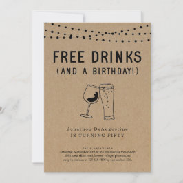 Gratis Drinken Funny Adult Birthday Party Invitati Kaart