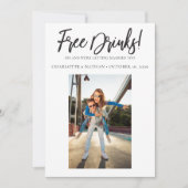 Gratis Drinken Funny Black & White Save the Date C Kaart (Voorkant)