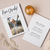 Gratis Drinken Funny Black & White Save the Date C Kaart