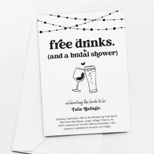 Gratis Drinken Funny Bridal Wedding Shower Kaart