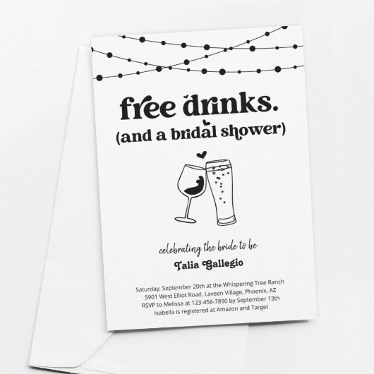 Gratis Drinken Funny Bridal Wedding Shower Kaart