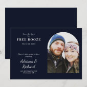 Gratis Drinken Funny Photo Wedding Save The Date (Voorkant / Achterkant)