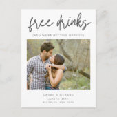 Gratis Drinken Funny Photo Wedding Save the Date Aankondigingskaart (Voorkant)